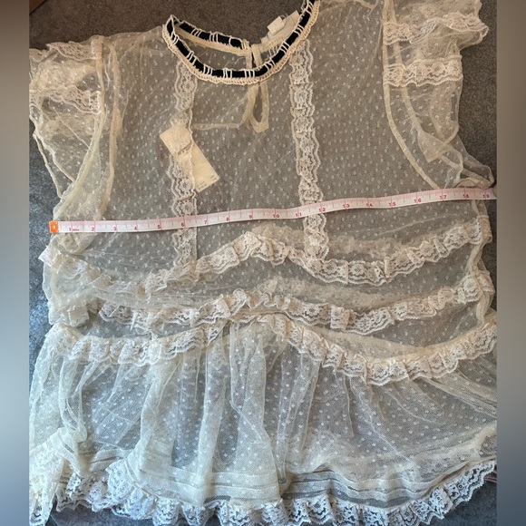 Forever That Girl Lacy Victorian Ruffled Tiered Sheer Blouse with Cami - Picture 9 of 11